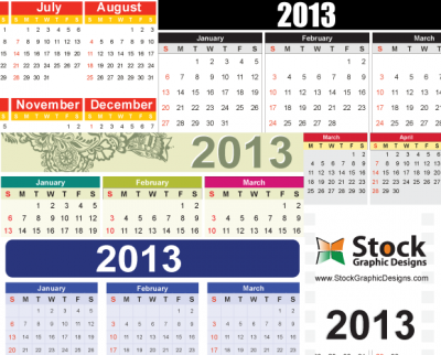 2013 Free Vector Calendar Preview