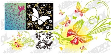 4, Bird Or Butterfly Pattern Combination Of Vector Material Preview