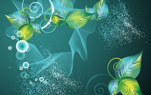 Abstract Green Swirl Floral Vector Background Preview