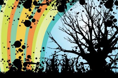Abstract Rainbow Tree Vector Preview
