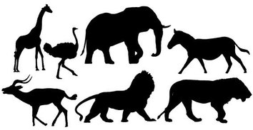 African animals silhouettes free vector