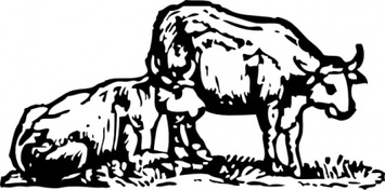 Animals Cartoon Farm Mammals Bull Lineart Horns Ox Oxen