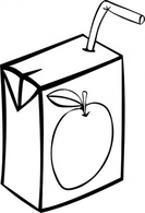 Food - Apple Juice Box (b And W) clip art 