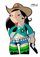 Cartoon - Asian Cowgirl Mascotte 