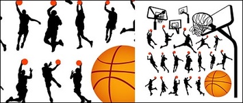 Basketball figure silhouettes and Lan Qiujia