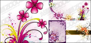 Flowers & Trees - Beautiful flower pattern vector material 