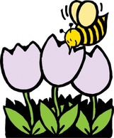Flowers & Trees - Bee And Flowers clip art 