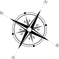 Objects - Black And White Compass clip art 