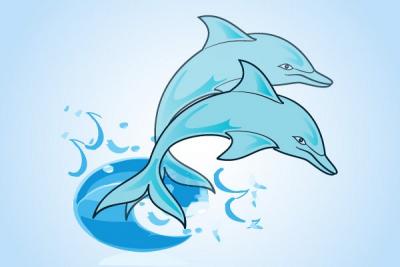 Animals - Blue Dolphins Vector Graphic 