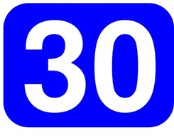 Blue Rounded Rectangle With Number 30 clip art