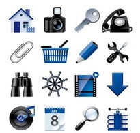 Blue website and internet icons