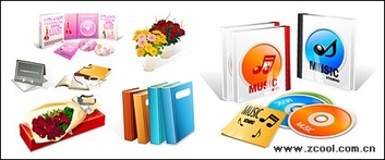 Books, such as CD-ROM icon vector material bouquets Preview