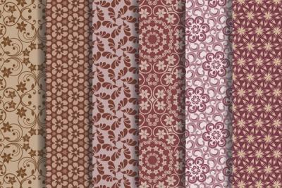 Brown Floral Vector Patterns Preview