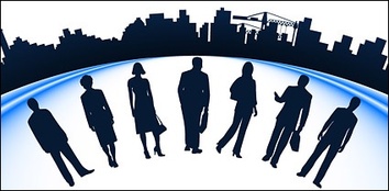 Business - Business people and urban construction silhouette 