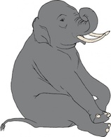 Cartoon Big Elephant Wild Sitting Animal Mammal