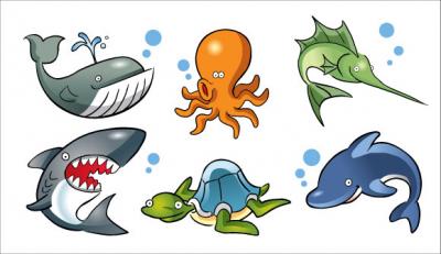 Cartoon Sea Animals Vector Preview