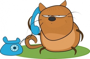 Animals - Cat Talking In Phone clip art 