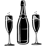 Champagne Bottle And Glasses Vector