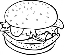 Animals - Chicken Burger (b And W) clip art 