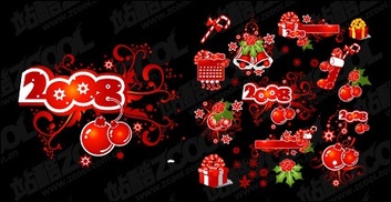 Christmas decoration elements and patterns vector material Preview