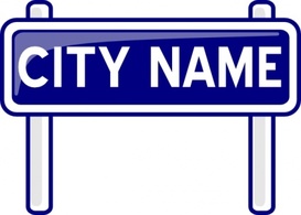 Buildings - City Name Plate Road Sign Post clip art 
