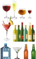 Cocktails, wine bottles and glasses