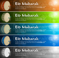 Color Banner for Eid Mubarak with Drum and Bokeh Preview