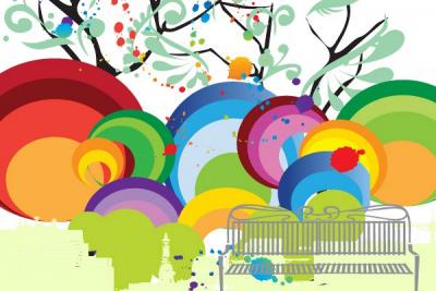 Colorful Park Scene Vector Preview