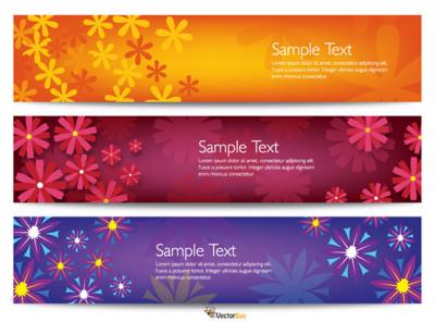 Colorful Vector Flower Banners Preview