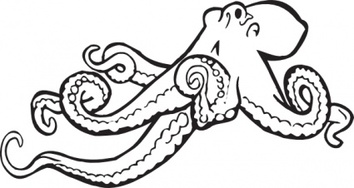 Objects - Coloring Book Octopus clip art 