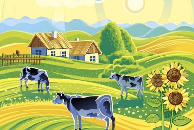 Country Farm Vector Illustration