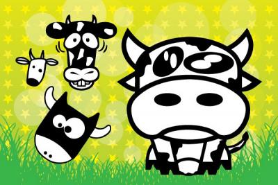 Cows Vector Cartoon Preview