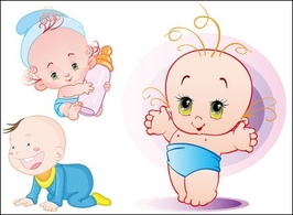 Cute baby Vector material Preview