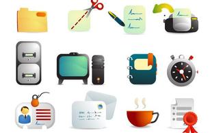 Icons - Cute Office Supplies Vector Icons 