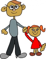 Human - Dad Holding Daughters Hand clip art 