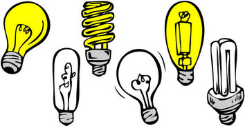 Different shape and type light bulbs free vector