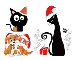 Dogs and Cats Christmas Vector Preview