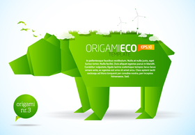 Eco friendly green origami template bear Preview