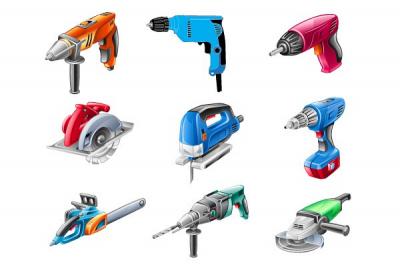 Electric Construction Tools Vector Preview