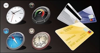 eps format, including jpg preview, keyword: Vector icon, clock, speedometer, compass, credit cards, bank cards, ... Preview