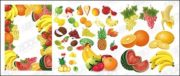 eps format, keyword: vector material, Vector fruit, green apples, red apples, pears, lemons, grapes, coconut, ...