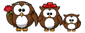 Cartoon - Family of owls 