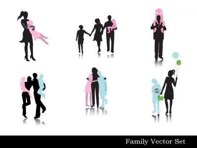Human - Family Vector Silhouettes 