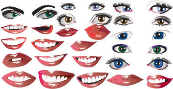 Female lips and eyes free vector Preview