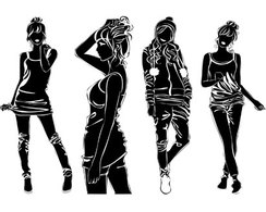 Human - Female Silhouettes Vector Stock 