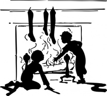 Fireplace With Christmas Stockings clip art Preview