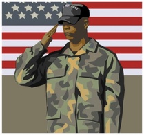 Military - Flag Man Person Cap American Army Dress Soldier Camouflage Us Veteran Salute Caci Saute 