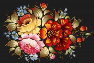 Nature - Floral Folk Art Painting Vector 