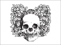 Flourishes & Swirls - Floral Skull Vector Illustration 