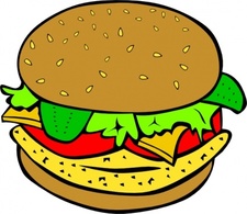 Food Menu Cartoon Meats Eggs Burger Chicken Hamburger Protein Fastfood Burgers